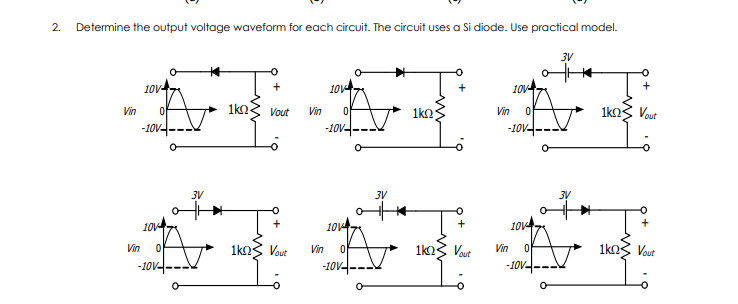 Solved 2. Determine the output voltage waveform for each | Chegg.com