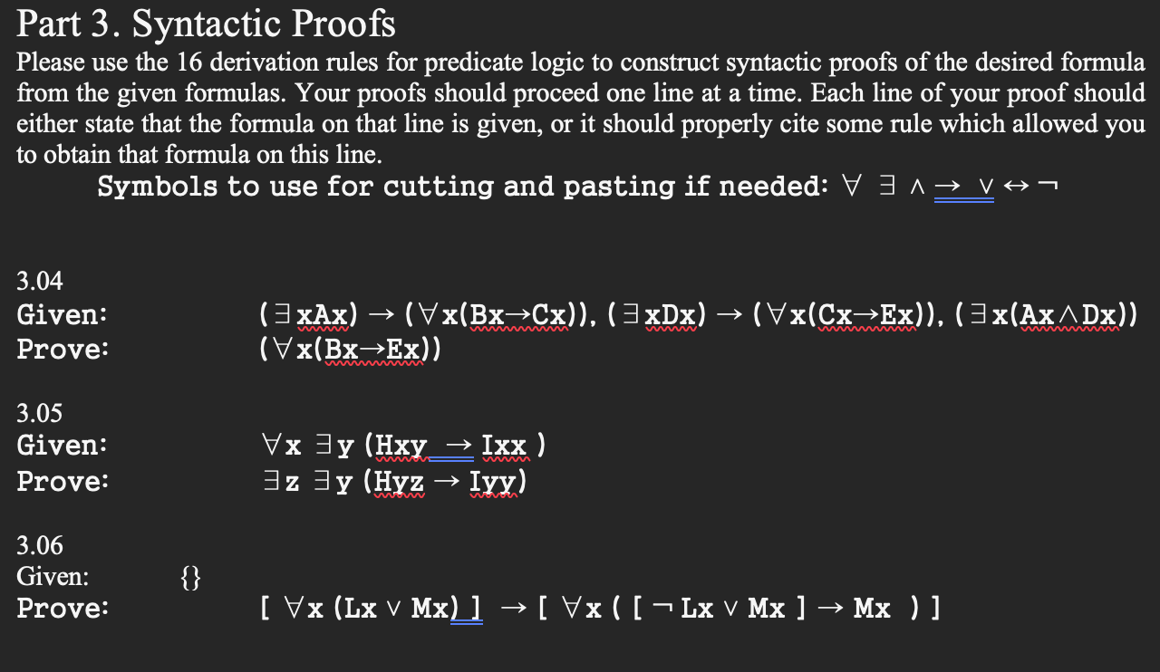 Solved Part 3. Syntactic Proofs Please use the 16 derivation