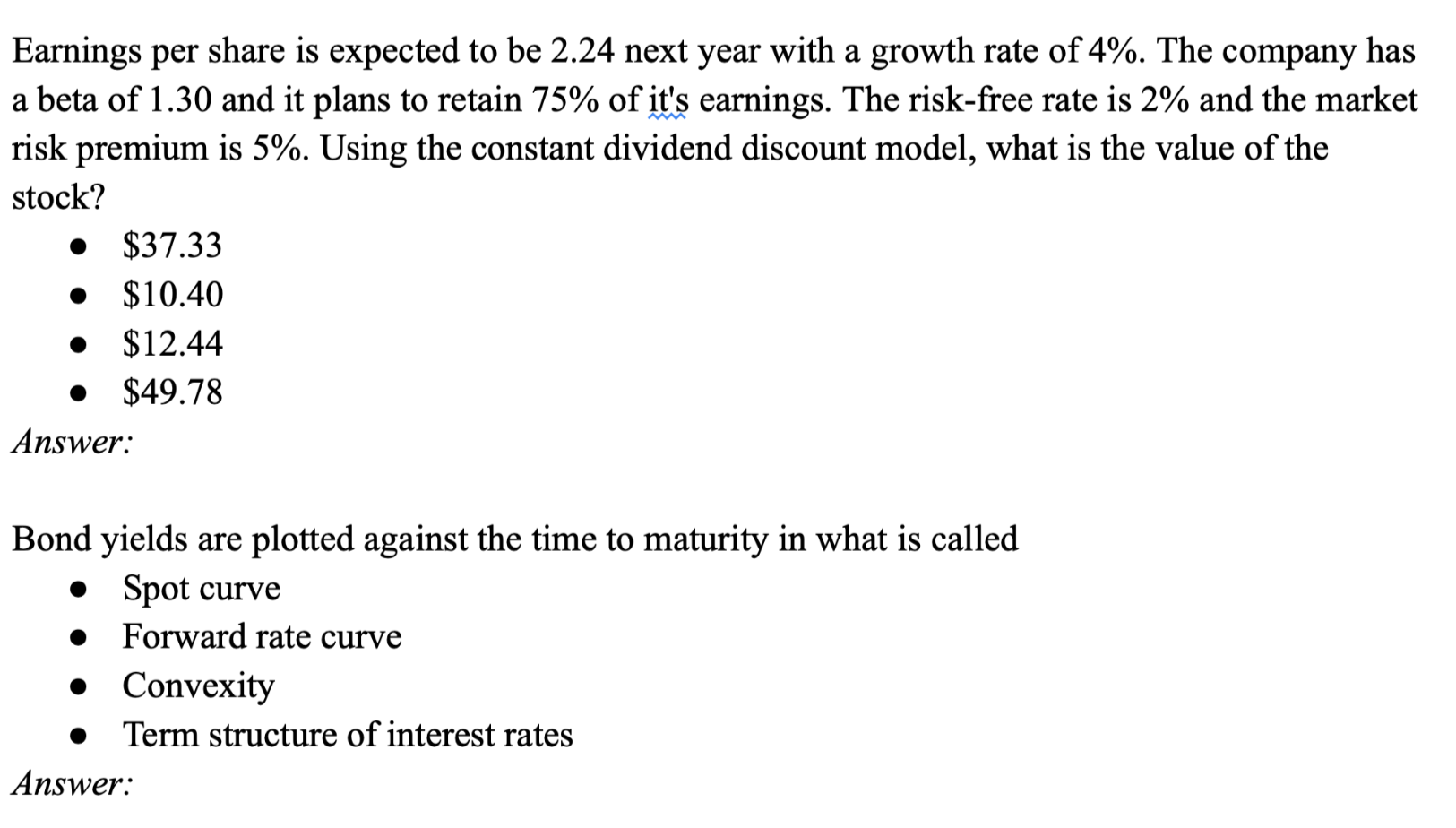 Solved Earnings per share is expected to be 2.24 next year | Chegg.com