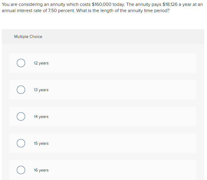 Solved You are considering an annuity which costs $160,000 | Chegg.com