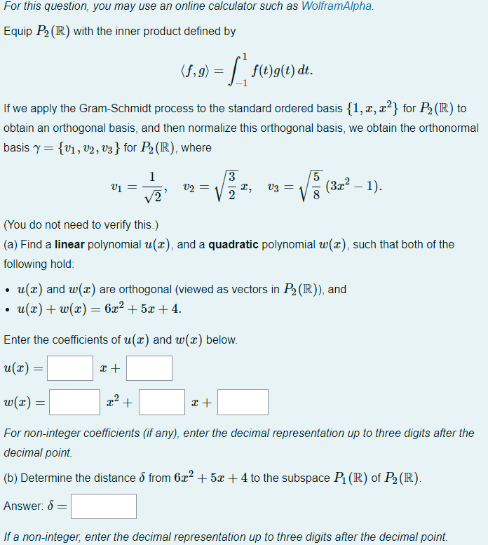 Orthogonal deals basis calculator