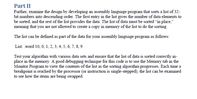 Part II Further, examine the design by developing an | Chegg.com