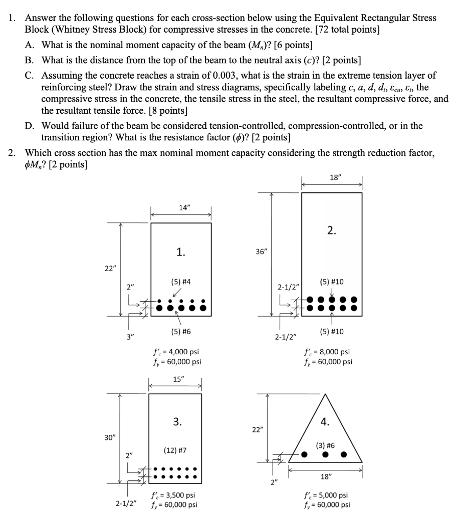 Solved Answer the following questions for each crosssection
