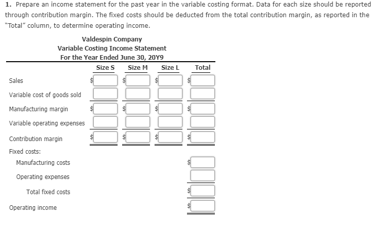 Solved Segment Variable Costing Income Statement And Effect 8240