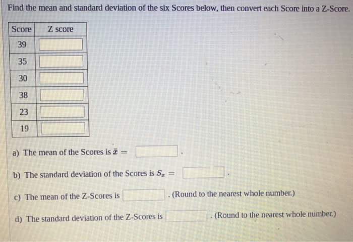 Solved Find the mean and standard deviation of the six | Chegg.com