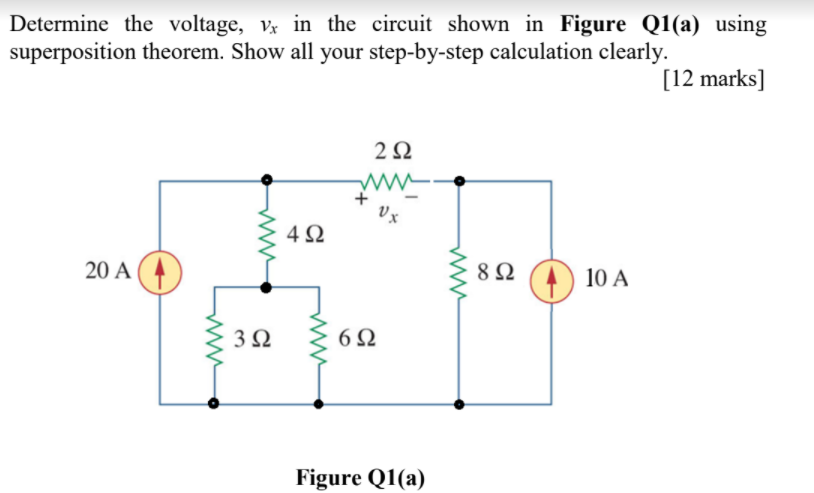 Solved Determine the voltage, Vx in the circuit shown in | Chegg.com
