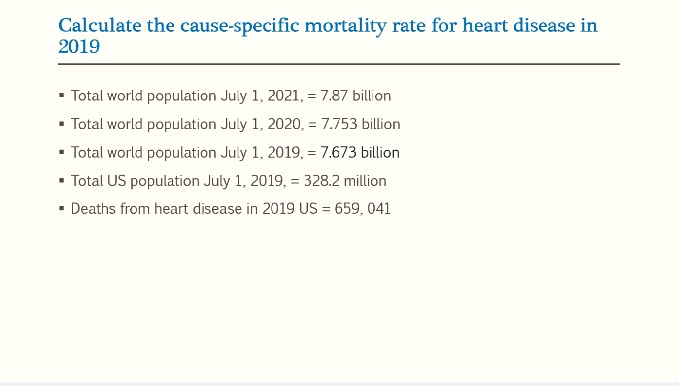 Solved Calculate The Cause-specific Mortality Rate For Heart | Chegg.com