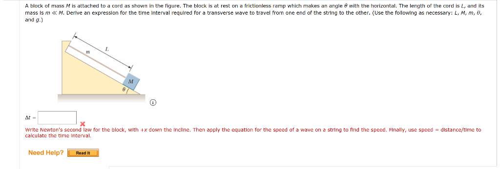Solved A block of mass M is attached to a cord as shown in | Chegg.com