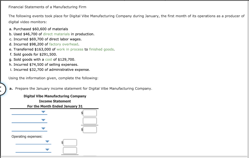 Solved Financial Statements of a Manufacturing Firm The | Chegg.com