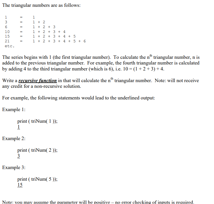 Solved The triangular numbers are as follows: 136101521 etc. | Chegg.com