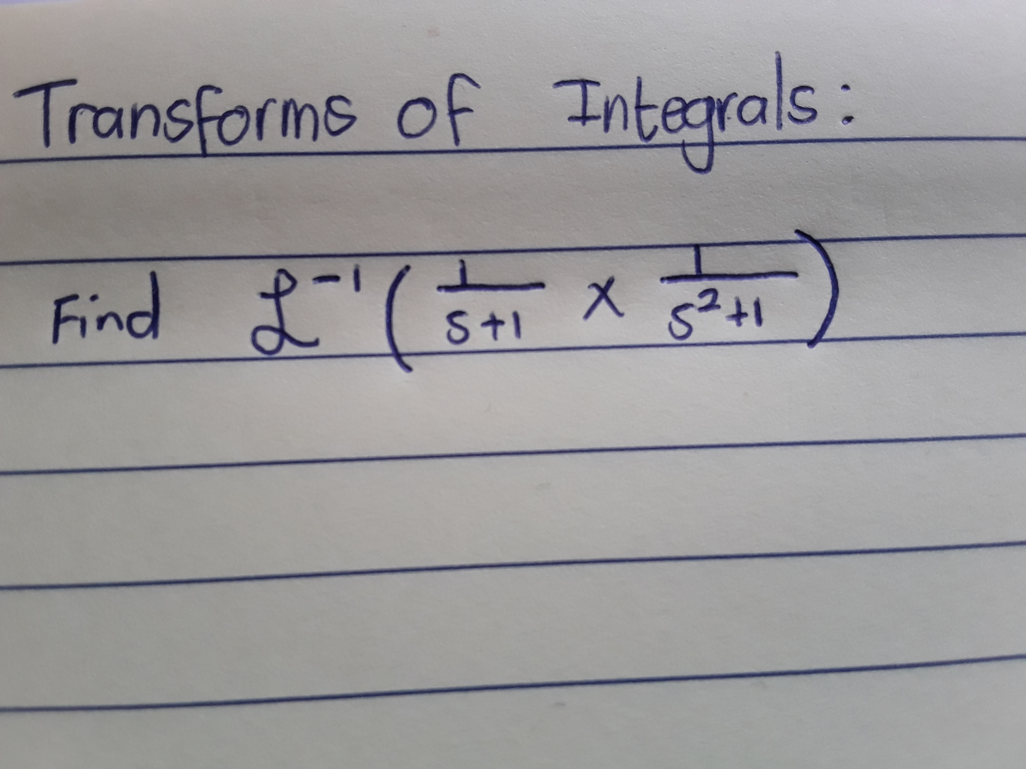 Solved Transforms of Integrals: Find L−1(s+11×s2+11) | Chegg.com