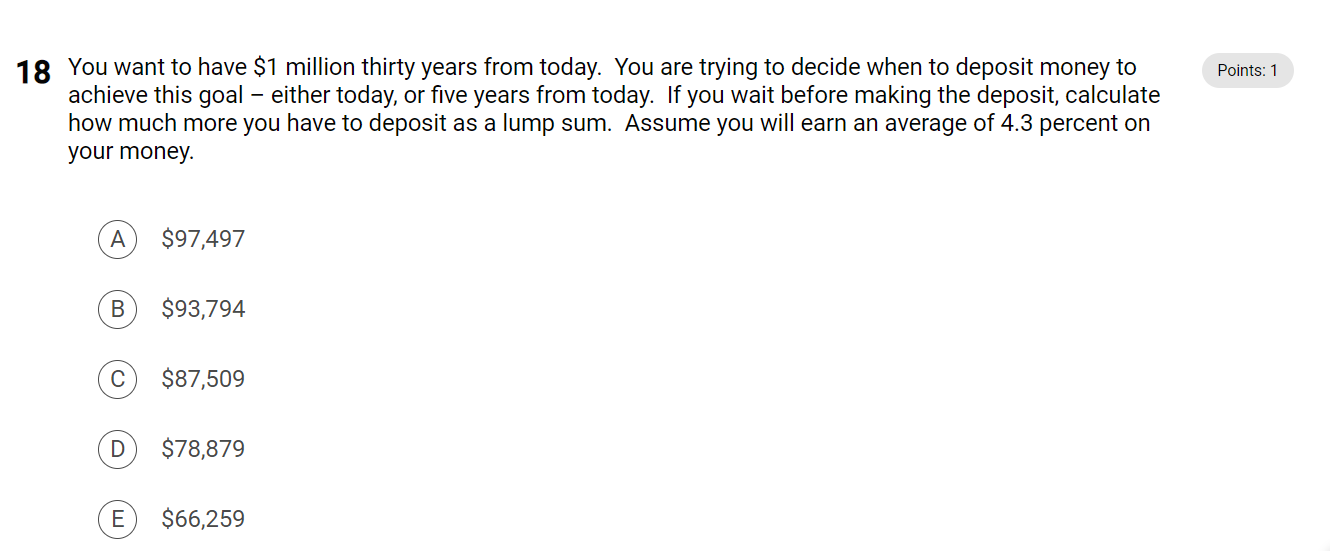 Solved Points: 1 18 You Want To Have $1 Million Thirty Years 