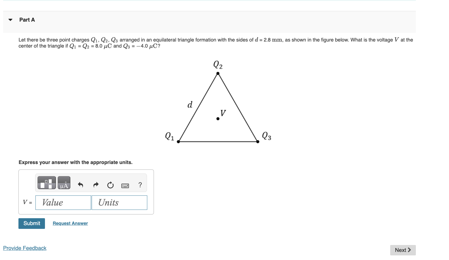 Solved Let There Be Three Point Charges Q1 Q2 Q3 Arranged In