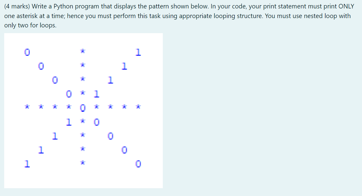 Solved (4 marks) Write a Python program that displays the | Chegg.com