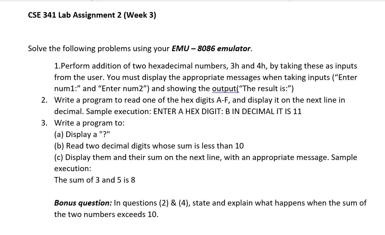 Solved CSE 341 Lab Assignment 2 (Week 3) Solve The Following | Chegg.com