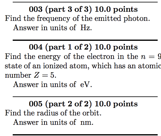 Solved 003 (part 3 of 3) 10.0 points Find the frequency of | Chegg.com