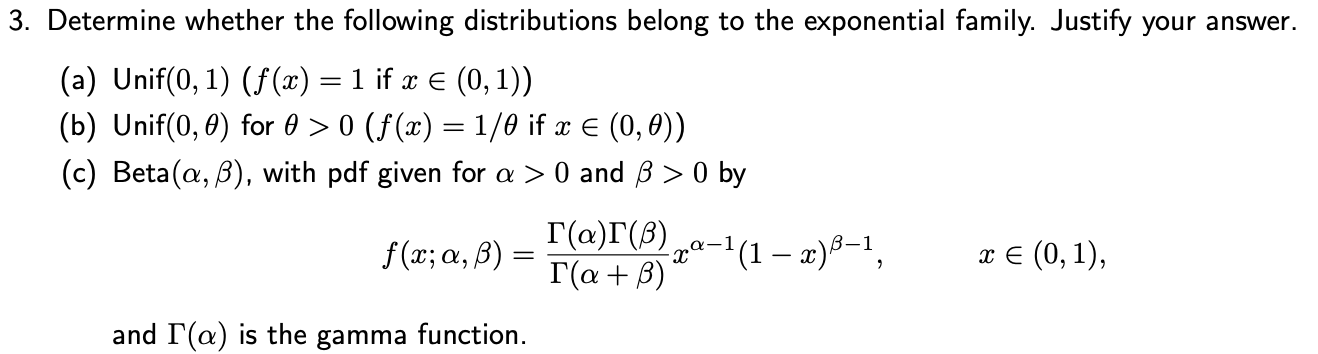 Solved Determine whether the following distributions belong | Chegg.com