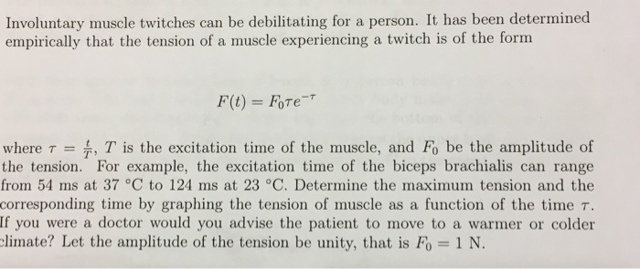 Solved Involuntary Muscle Twitches Can Be Debilitating For A Chegg