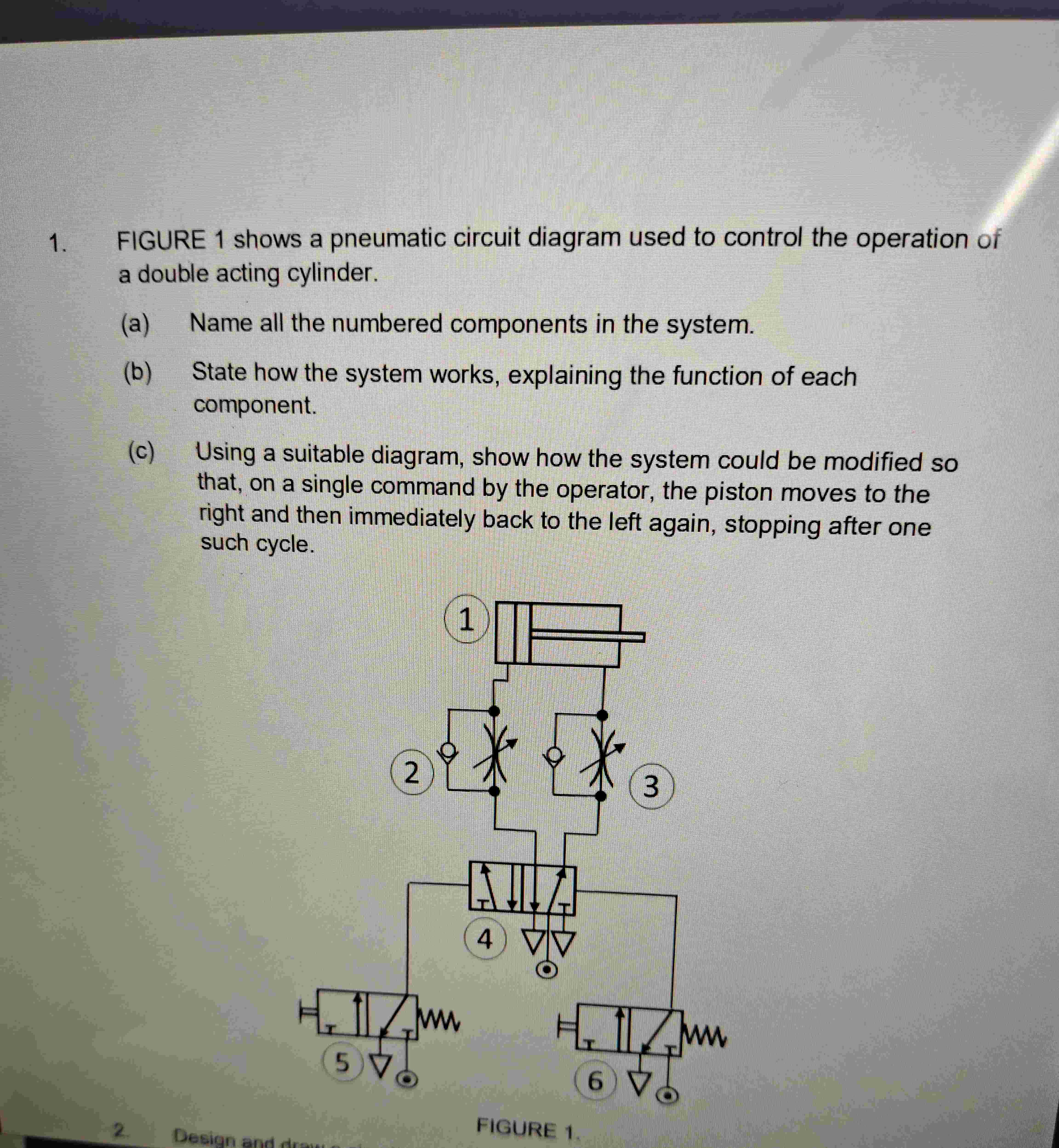 Solved 1. ﻿FIGURE 1 ﻿shows a pneumatic circuit diagram used | Chegg.com
