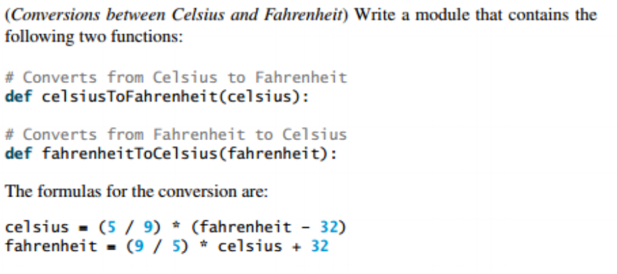 Solved (Conversions between Celsius and Fahrenheit) Write a | Chegg.com