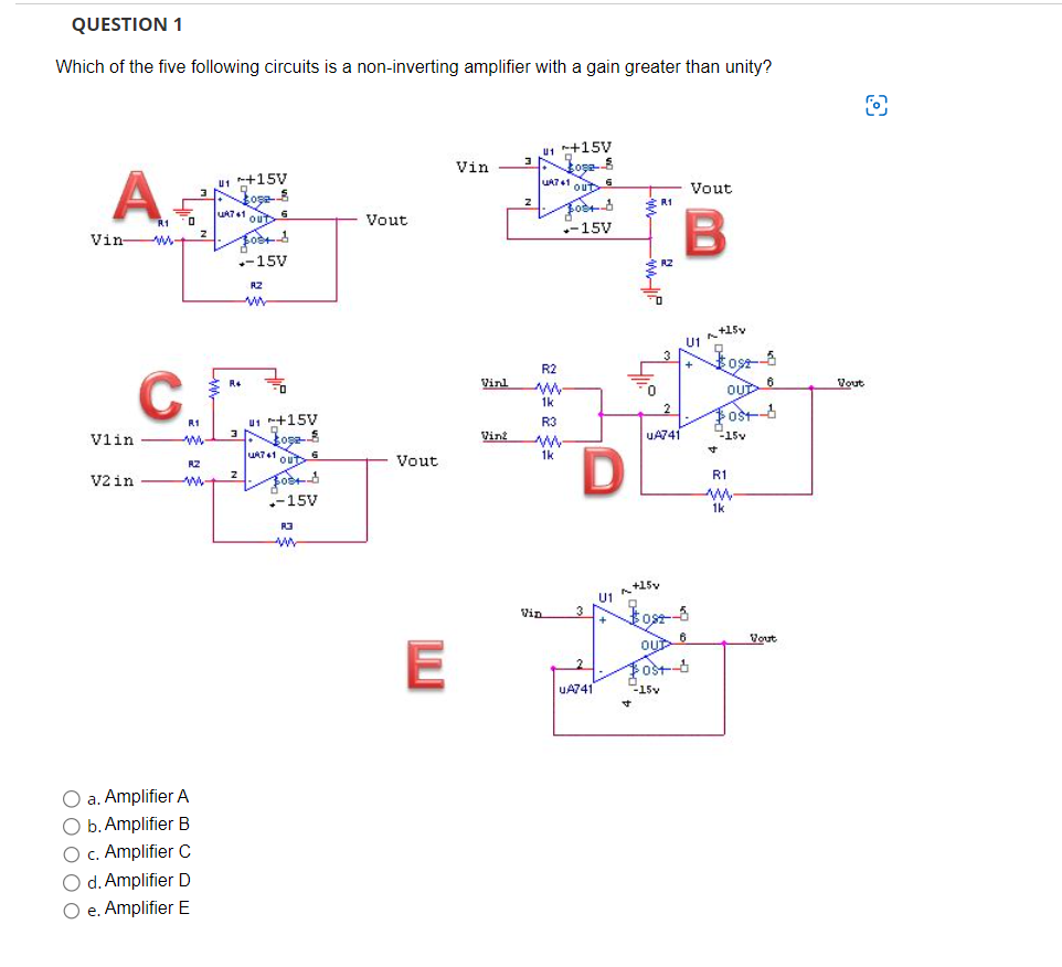 [Solved] QUESTION 1 Which of the five following circuits