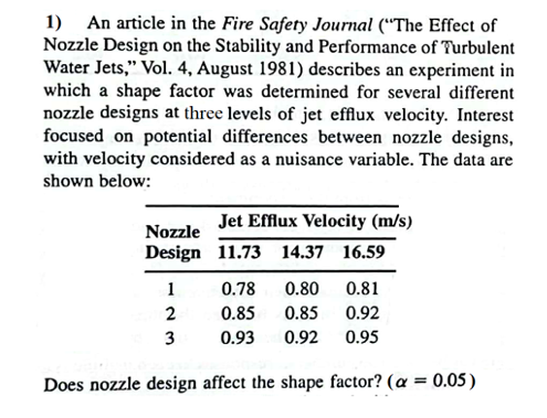 Solved 1) An article in the Fire Safety Journal ("The Effect | Chegg.com