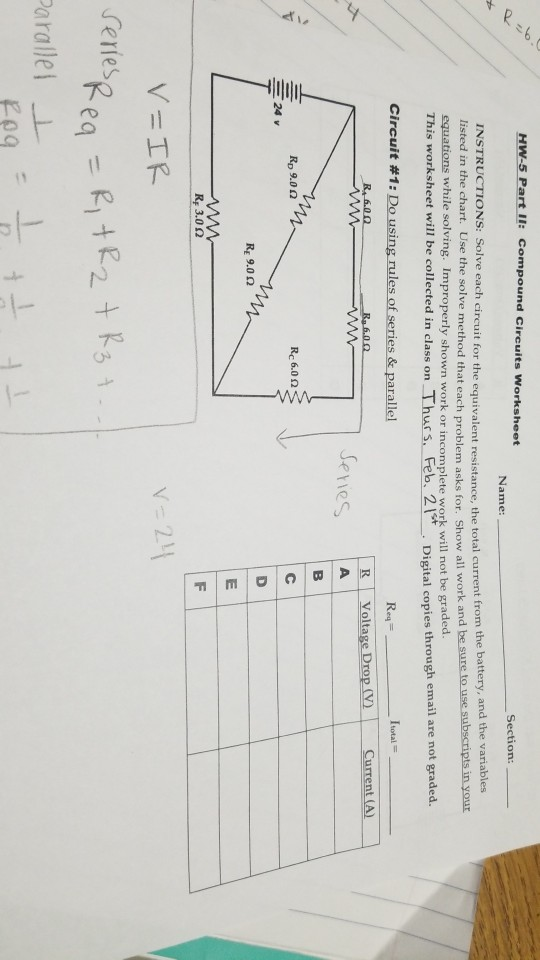 Equivalent Resistance Worksheet Answers - Nidecmege