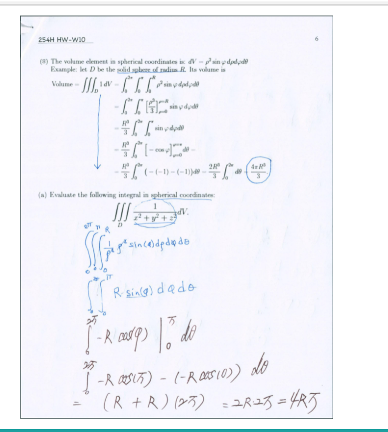 Solved 254H HW-W10 (8) The volume element in spherical | Chegg.com