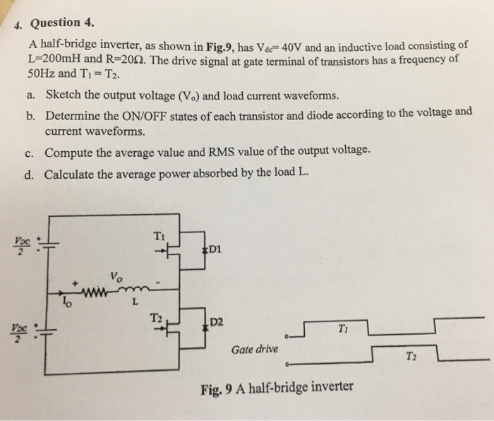 Solved 4. Question 4. A half-bridge inverter, as shown in | Chegg.com