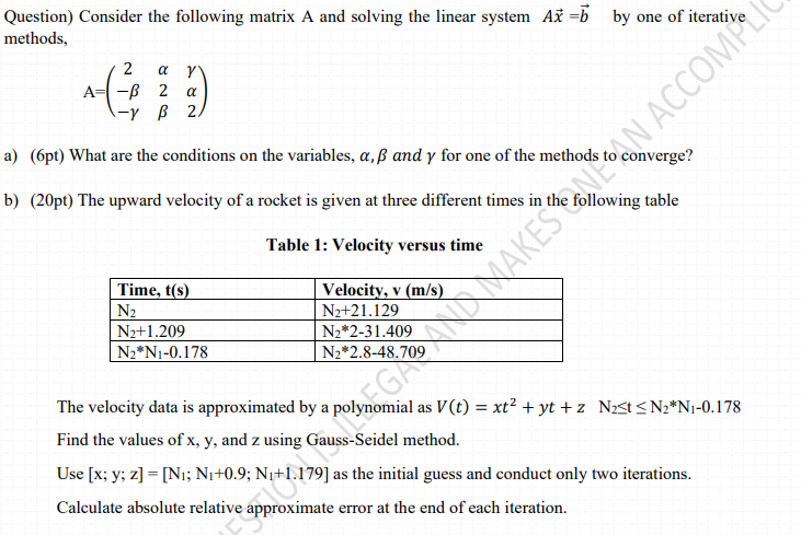 Question Consider The Following Matrix A And Solv Chegg Com