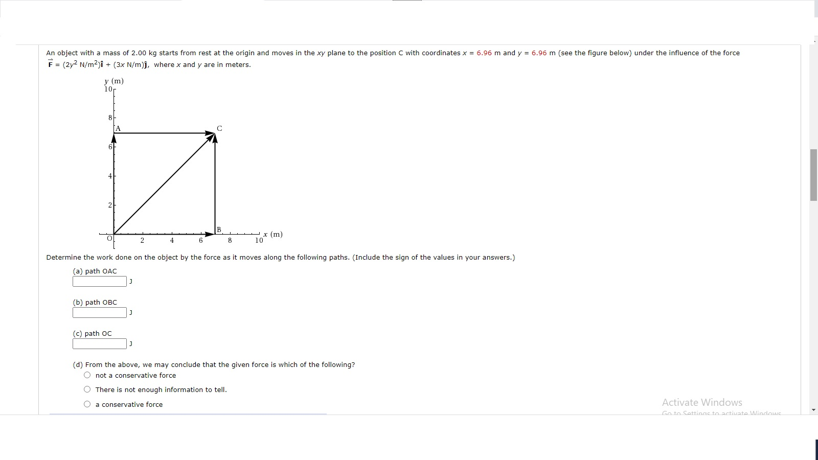 Solved An object with a mass of 2.00 kg starts from rest at | Chegg.com