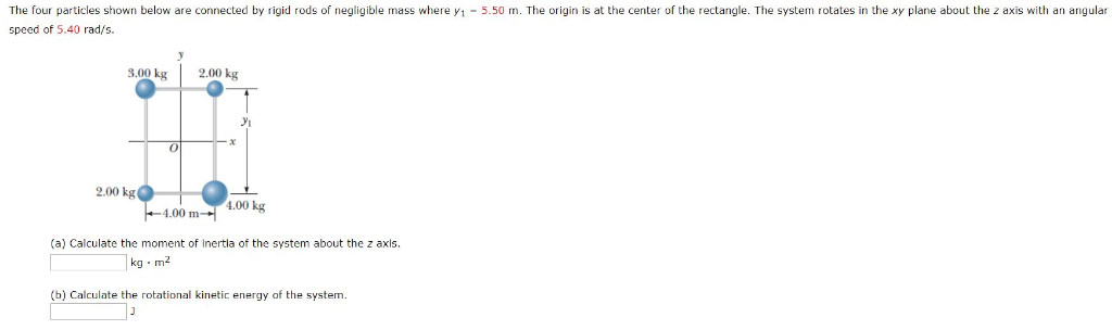 Solved The four particles shown below are connected by rigid | Chegg.com