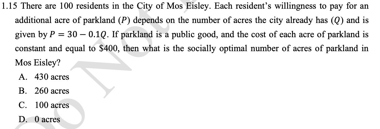 Solved 1 15 There Are 100 Residents In The City Of Mos Chegg