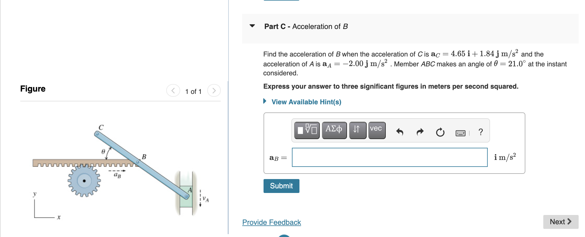 Solved Review Find the acceleration of A at the instant | Chegg.com