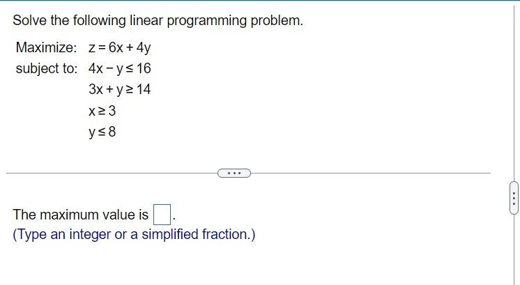 Solved Solve the following linear programming problem. | Chegg.com