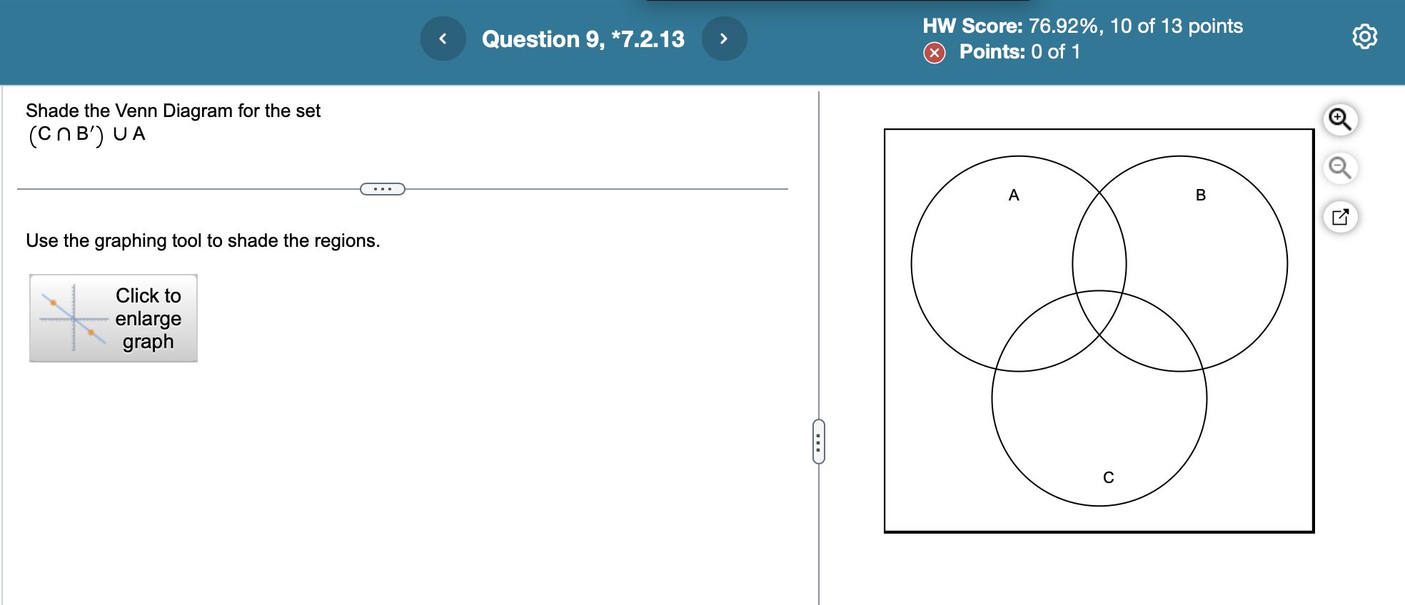 Solved Shade The Venn Diagram For The Set (C∩B′)∪A Use The | Chegg.com