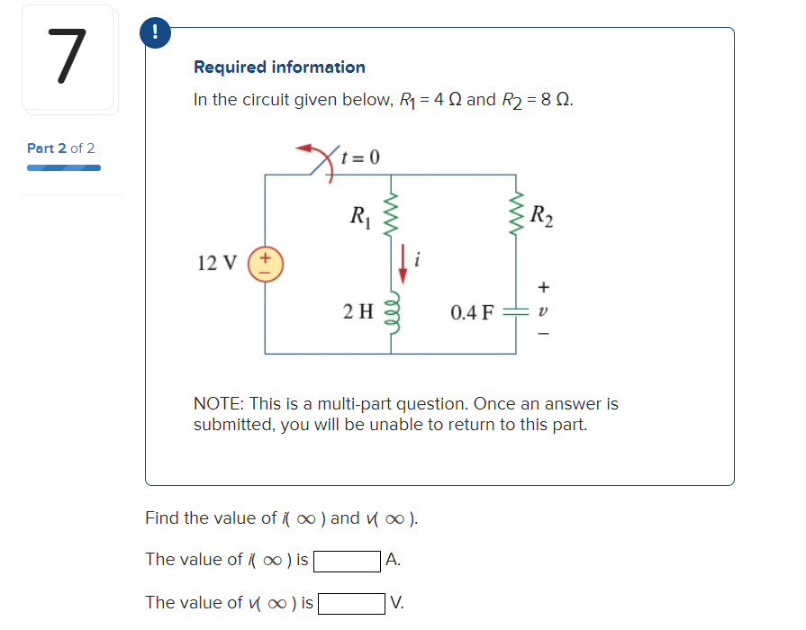 Solved ! 7 Required information In the circuit given below, | Chegg.com