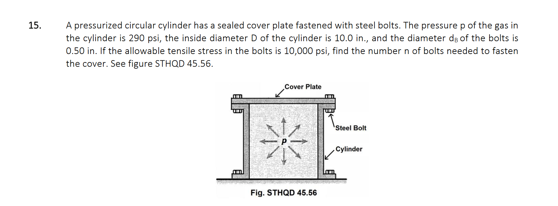 Solved A pressurized circular cylinder has a sealed cover | Chegg.com