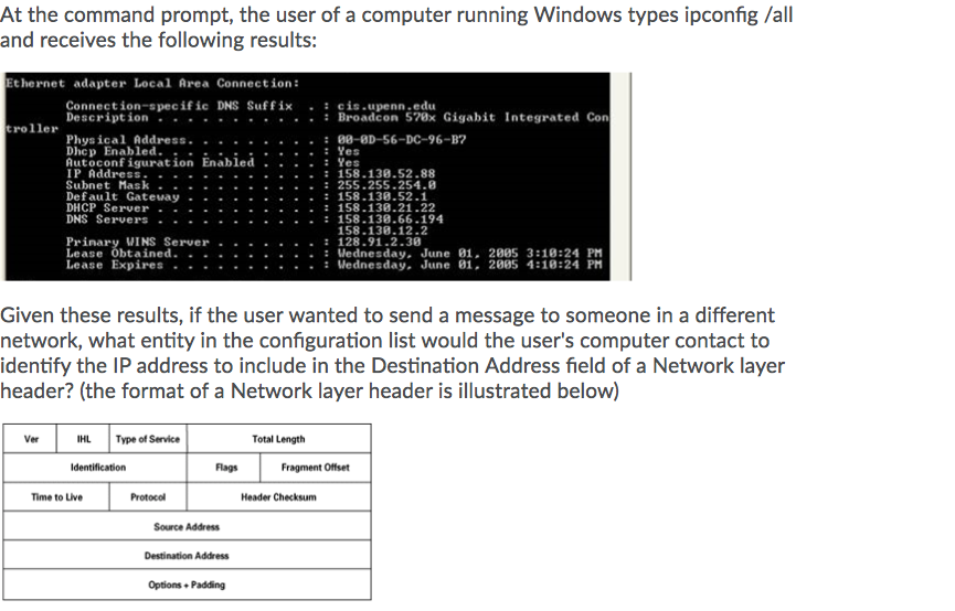 Solved At the command prompt, the user of a computer running | Chegg.com
