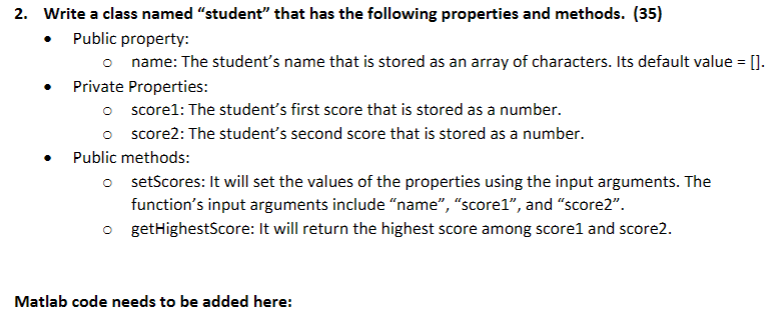 Solved 2. Write a class named "student" that has the | Chegg.com