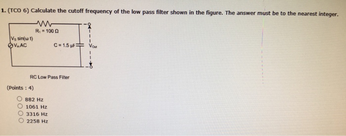 Solved Calculate the cutoff frequency of the low pass filter | Chegg.com