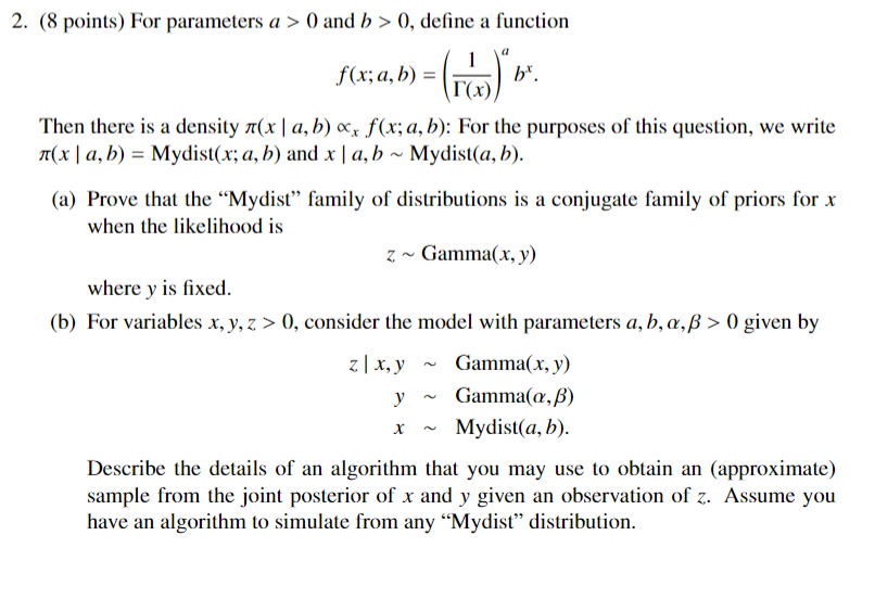 2 8 Points For Parameters A 0 And B 0 Def Chegg Com