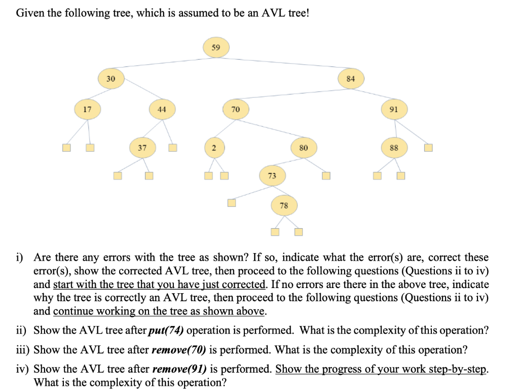 Solved Given the following tree, which is assumed to be an | Chegg.com