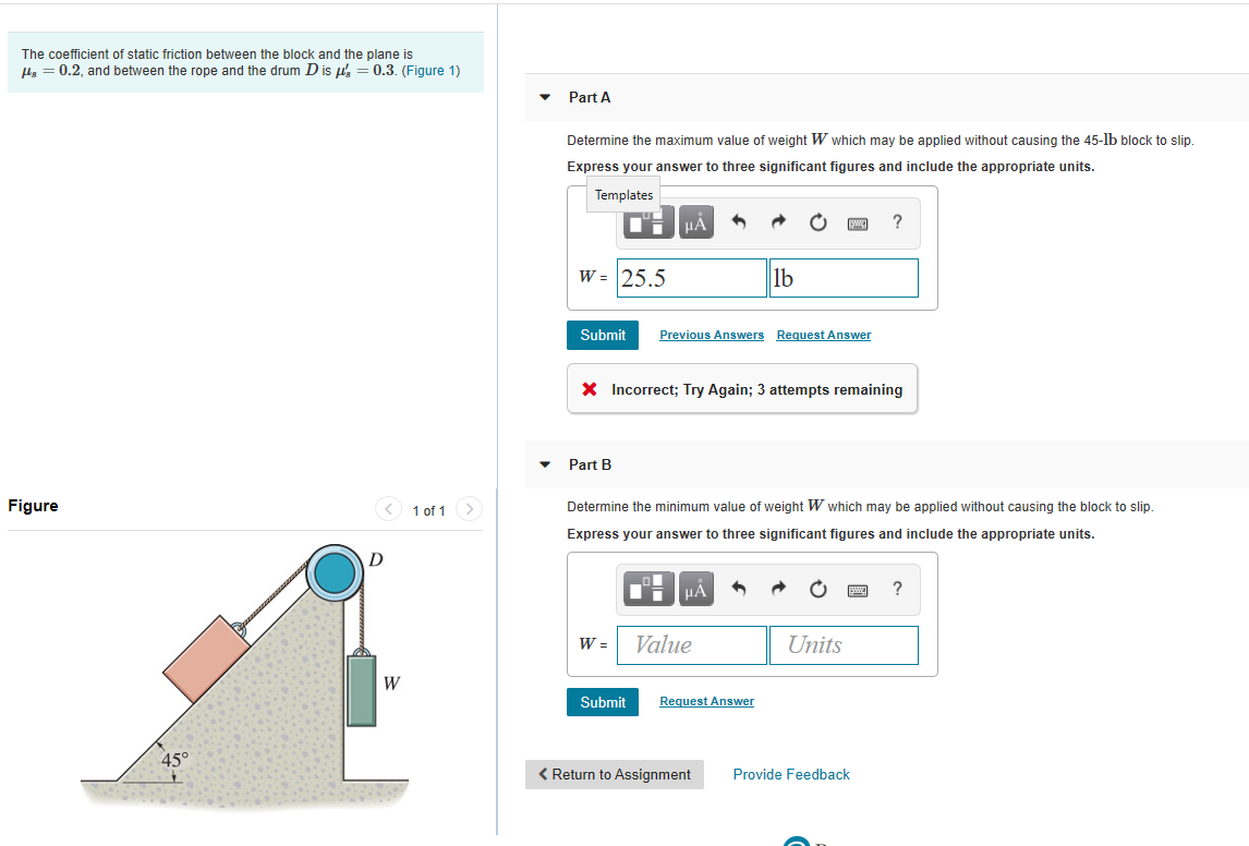 Solved The coefficient of static friction between the block | Chegg.com