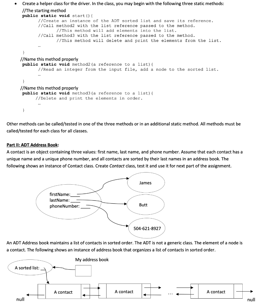 Part IV: Description A contact organizer Goals: . | Chegg.com