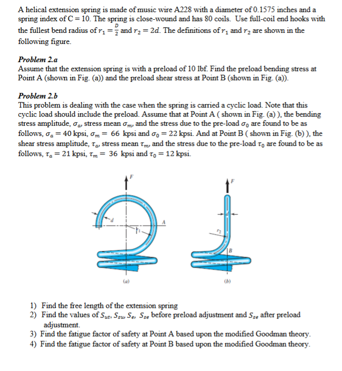 A helical extension spring is made of music wire A