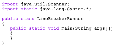 Solved Lab Description Take in a line of Strings and a break | Chegg.com
