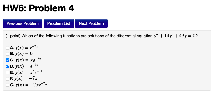 Solved (1 point) Which of the following functions are | Chegg.com