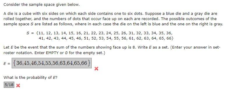 Solved Consider the sample space given below. A die is a | Chegg.com