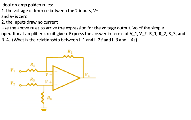 Solved Ideal Op-amp Golden Rules: 1. The Voltage Difference | Chegg.com